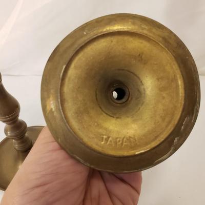 Brass Candlesticks, Snuffer, Inkwell, and Bell (LR-KD) )