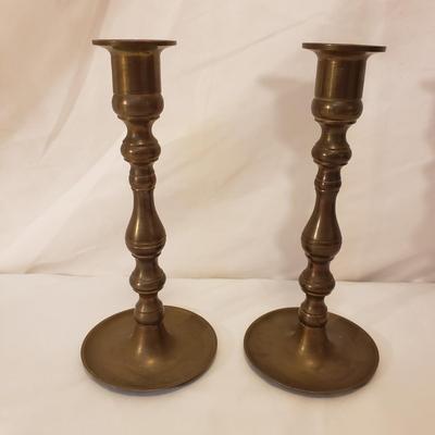 Brass Candlesticks, Snuffer, Inkwell, and Bell (LR-KD) )