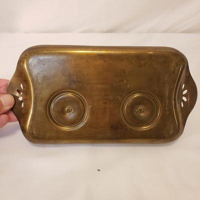 Brass Candlesticks, Snuffer, Inkwell, and Bell (LR-KD) )