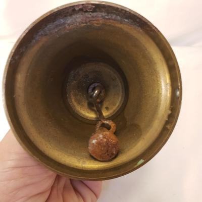 Brass Candlesticks, Snuffer, Inkwell, and Bell (LR-KD) )