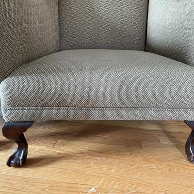 Vintage Chippendale Style Wingback Arm Chairs Ball And Claw Legs