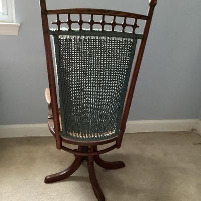 Antique Mid - Century Cane Back Swivel Office Chair.