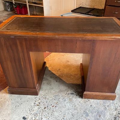 Vintage Mahogany Leather Top Desk