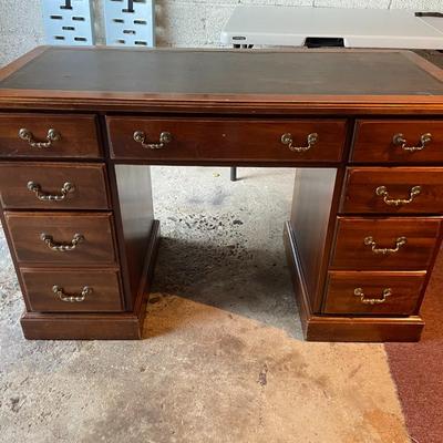 Vintage Mahogany Leather Top Desk