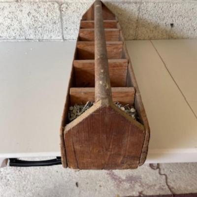 Vintage late 1800's Hand made Nail Case With Nails From the Same time Frame