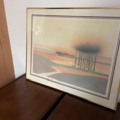 Vintage 1980s Arthur a Kaplan Co USA Litho Victor Santoyo Landscape Framed.