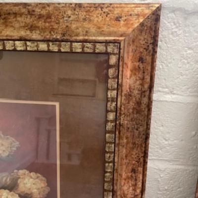 Pair of Flower prints in Golden Foil Frame . BY Pamela Gladding