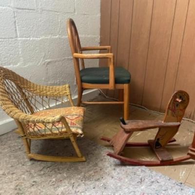 Vintage Chair, Rocking Toy and Kid Chair