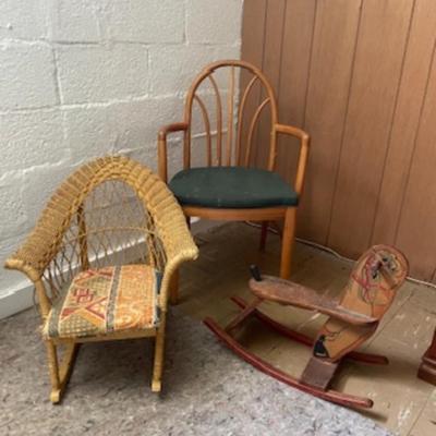 Vintage Chair, Rocking Toy and Kid Chair