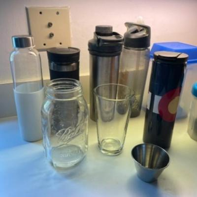 Lot of Assorted Cups and Bottles