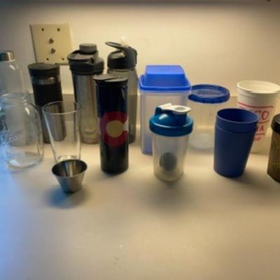 Lot of Assorted Cups and Bottles