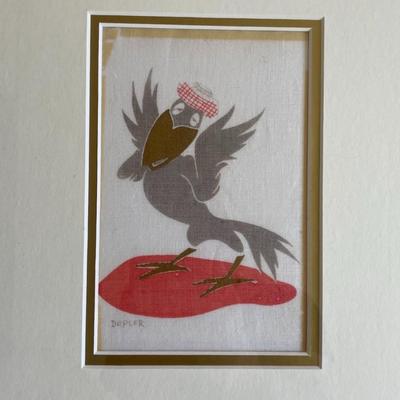 Vintage Constance Depler Set of 4 Cocktail Napkins. Framed