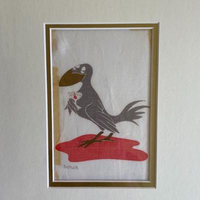 Vintage Constance Depler Set of 4 Cocktail Napkins. Framed