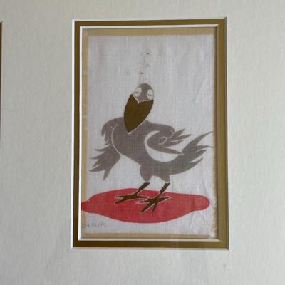 Vintage Constance Depler Set of 4 Cocktail Napkins. Framed