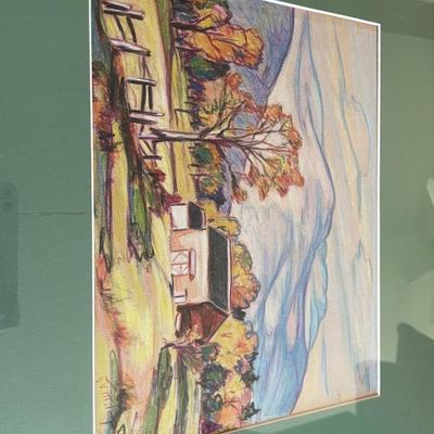 Vintage - Color Pencil Sketch Titled "HIGH CATSKILLS" Woodstock , NY, 1945. by Gladys Vinson Mitchelle (1894-1968)