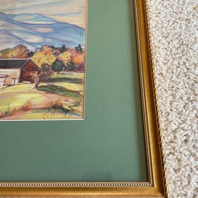 Vintage - Color Pencil Sketch Titled "HIGH CATSKILLS" Woodstock , NY, 1945. by Gladys Vinson Mitchelle (1894-1968)