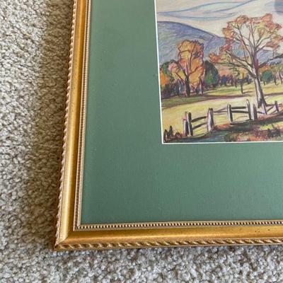 Vintage - Color Pencil Sketch Titled "HIGH CATSKILLS" Woodstock , NY, 1945. by Gladys Vinson Mitchelle (1894-1968)