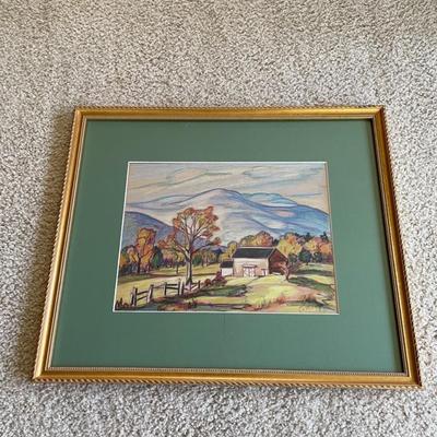 Vintage - Color Pencil Sketch Titled "HIGH CATSKILLS" Woodstock , NY, 1945. by Gladys Vinson Mitchelle (1894-1968)