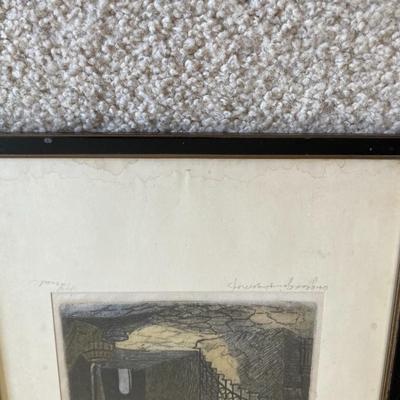 H. Leisch ( Austrian , 20Th C ) Color Etching on White Silk. PENCIL SIGNED ORIGINAL