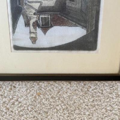 H. Leisch ( Austrian , 20Th C ) Color Etching on White Silk. PENCIL SIGNED ORIGINAL