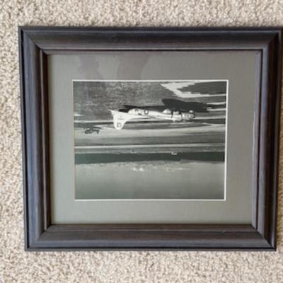 Lot of Framed Vintage War Plane Prints , Poetry , Morgan Moses Print.