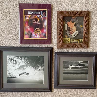 Lot of Framed Vintage War Plane Prints , Poetry , Morgan Moses Print.