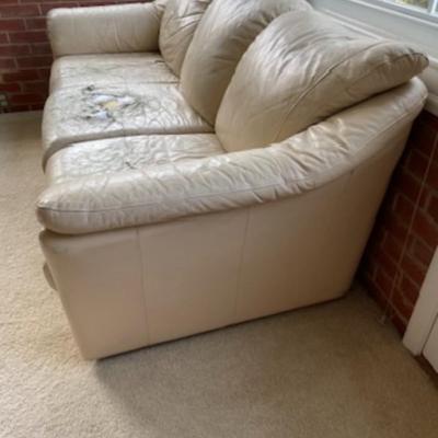 Cream Leather Couch