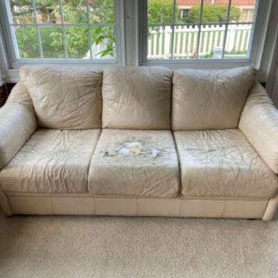 Cream Leather Couch