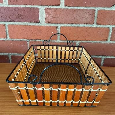Small Metal and Bamboo Basket