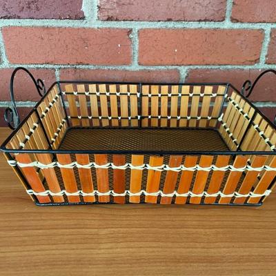 Small Metal and Bamboo Basket