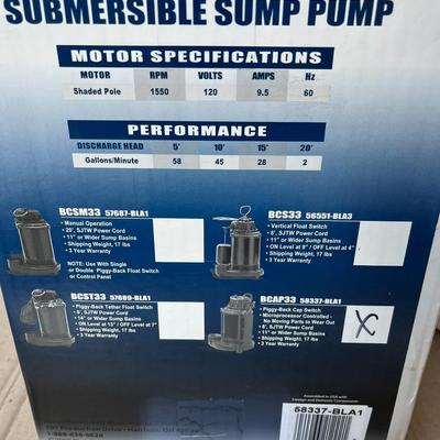 1/3 HP Cast Iron Submersible Sump Pump New In Box