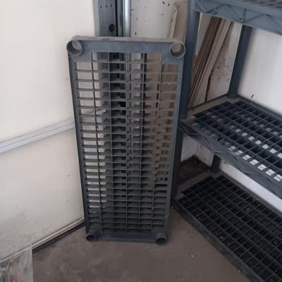 METAL STORAGE CABINET AND PLASTIC SHELF