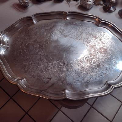 Large Metal Serving Tray- Measures Approx 29" x 17 3/4"