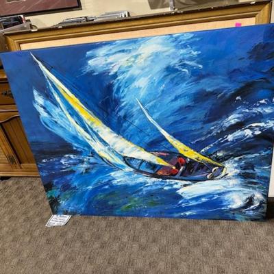offset lithography Painting of a sail boat by LeRoy Newman