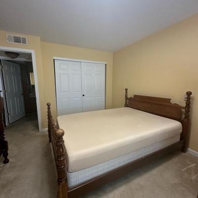 Queen Bed Frame, Mattress, Mattress Box and Blanket