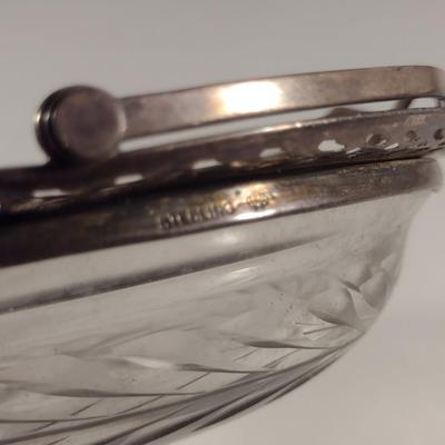Bottle with Silver Overlay and Glass Bowl with Metal Collar and Handle