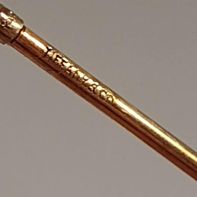 Tiffany & Co 14 Karat Yellow Gold and Faceted Crystal Hatpin