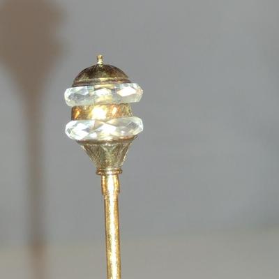 Tiffany & Co 14 Karat Yellow Gold and Faceted Crystal Hatpin