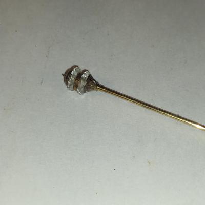 Tiffany & Co 14 Karat Yellow Gold and Faceted Crystal Hatpin