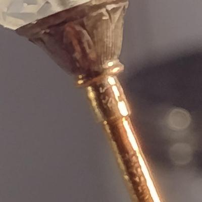 Tiffany & Co 14 Karat Yellow Gold and Faceted Crystal Hatpin
