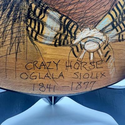 Vintage Crazy Horse Myrtlewood Hand Painted Indian