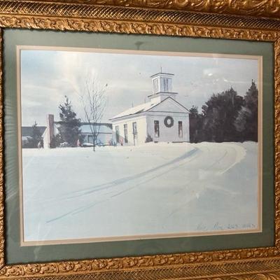 Framed Artwork of Bath United Church of Christ in Bath, Ohio