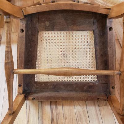 Two Wood and Cane Bottomed Rocking Chairs (LR-KD)