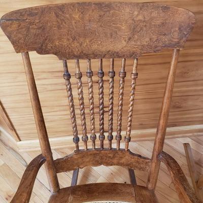 Two Wood and Cane Bottomed Rocking Chairs (LR-KD)