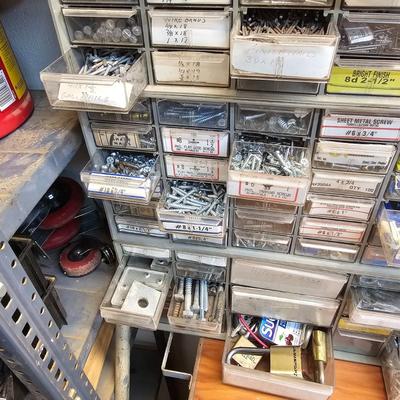 Seven Plastic Storage Bins + Contents (WS-JS)