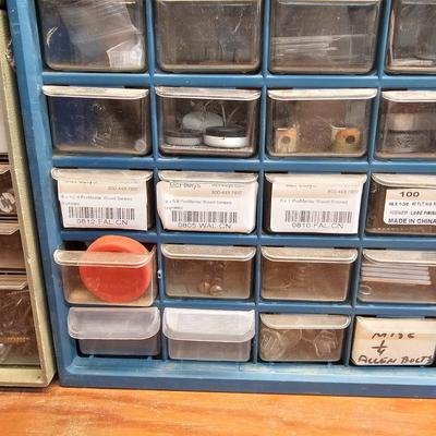 Seven Plastic Storage Bins + Contents (WS-JS)