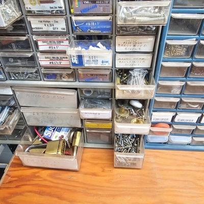 Seven Plastic Storage Bins + Contents (WS-JS)