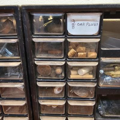 Seven Plastic Storage Bins + Contents (WS-JS)