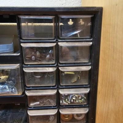 Seven Plastic Storage Bins + Contents (WS-JS)