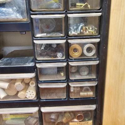 Seven Plastic Storage Bins + Contents (WS-JS)